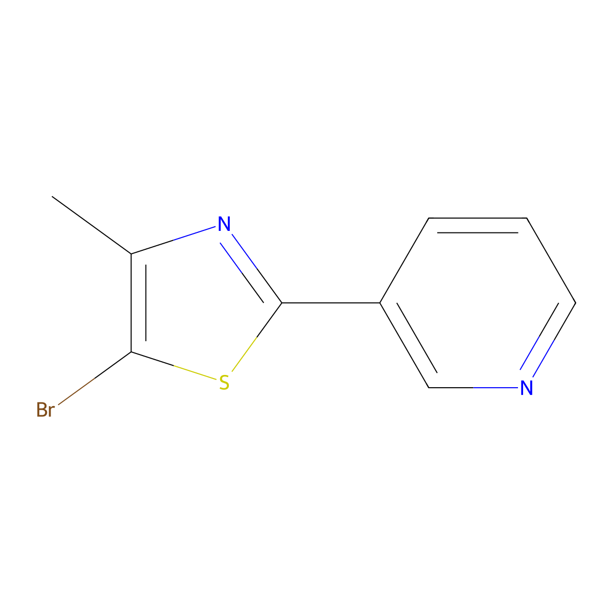 3-(5-Bromo-4-methyl-1,3-thiazol-2-yl)pyridine molecular structure, CAS 1204608-91-2