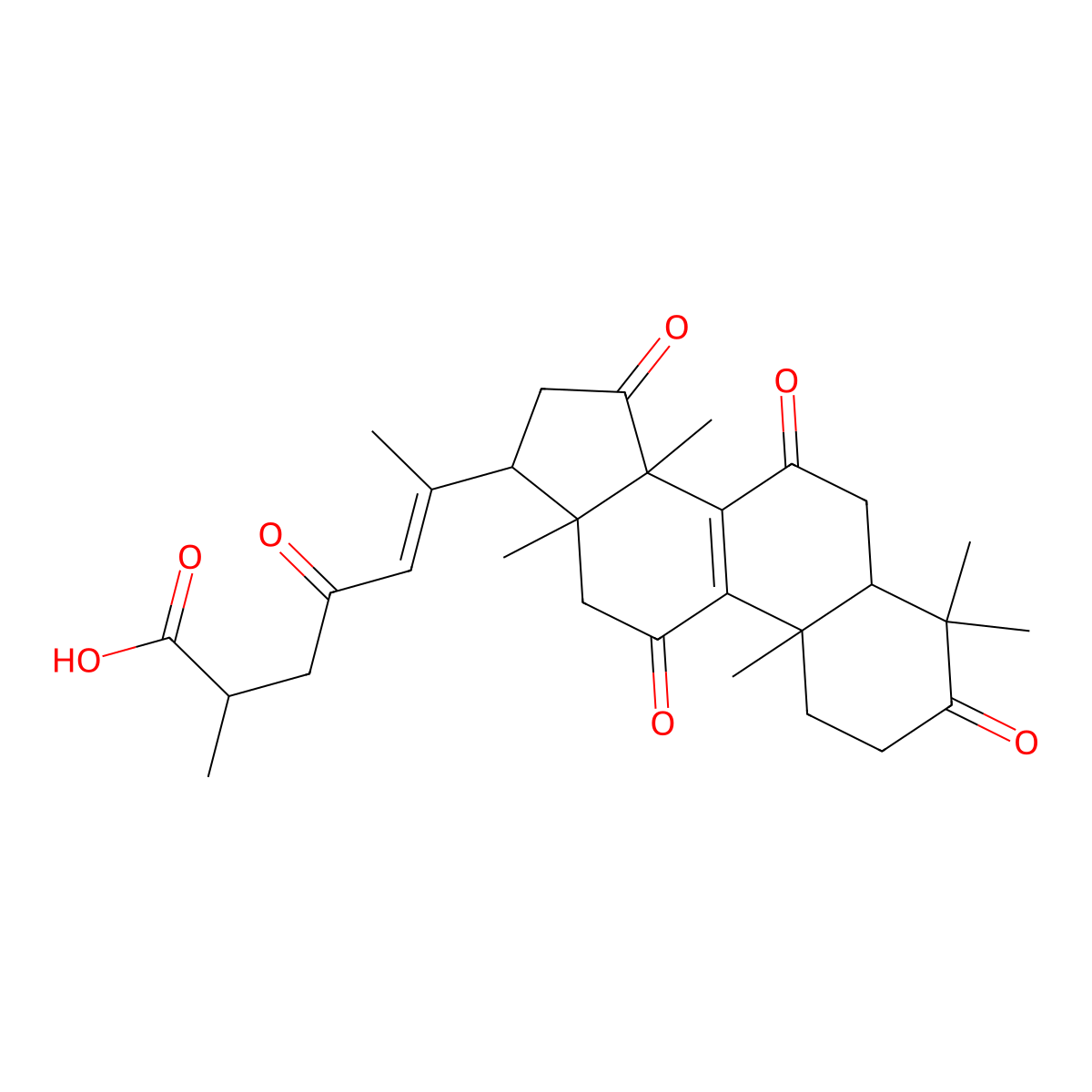 2-Methyl-4-oxo-6-(4,4,10,13,14-pentamethyl-3,7,11,15-tetraoxo-2,5,6,12,16,17-hexahydro-1H-cyclopenta[a]phenanthren-17-yl)hept-5-enoic acid molecular structure, CAS 120462-47-7