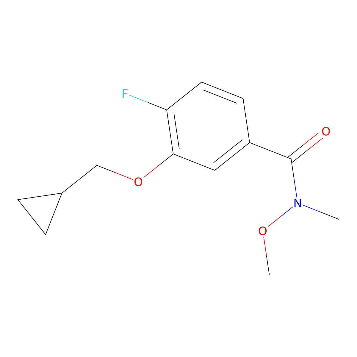 3-(cyclopropylmethoxy)-4-fluoro-N-methoxy-N-methylbenzamide molecular structure, CAS 1204659-56-2