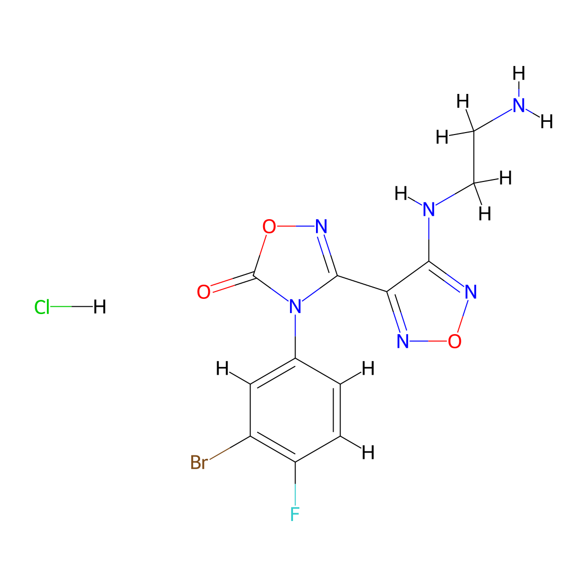 3-(4-((2-Aminoethyl)amino)-1,2,5-oxadiazol-3-yl)-4-(3-bromo-4-fluorophenyl)-1,2,4-oxadiazol-5(4H)-one hydrochloride molecular structure, CAS 1204669-67-9