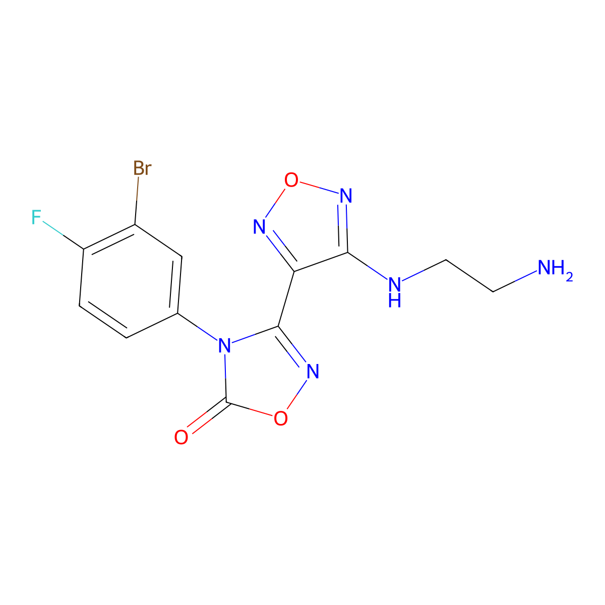 3-(4-((2-Aminoethyl)amino)-1,2,5-oxadiazol-3-yl)-4-(3-bromo-4-fluorophenyl)-1,2,4-oxadiazol-5(4H)-one molecular structure, CAS 1204670-56-3