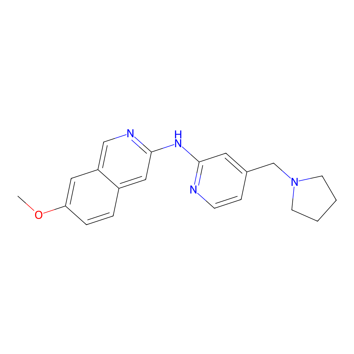 7-Methoxy-N-(4-(pyrrolidin-1-ylmethyl)pyridin-2-yl)isoquinolin-3-amine molecular structure, CAS 1204701-84-7