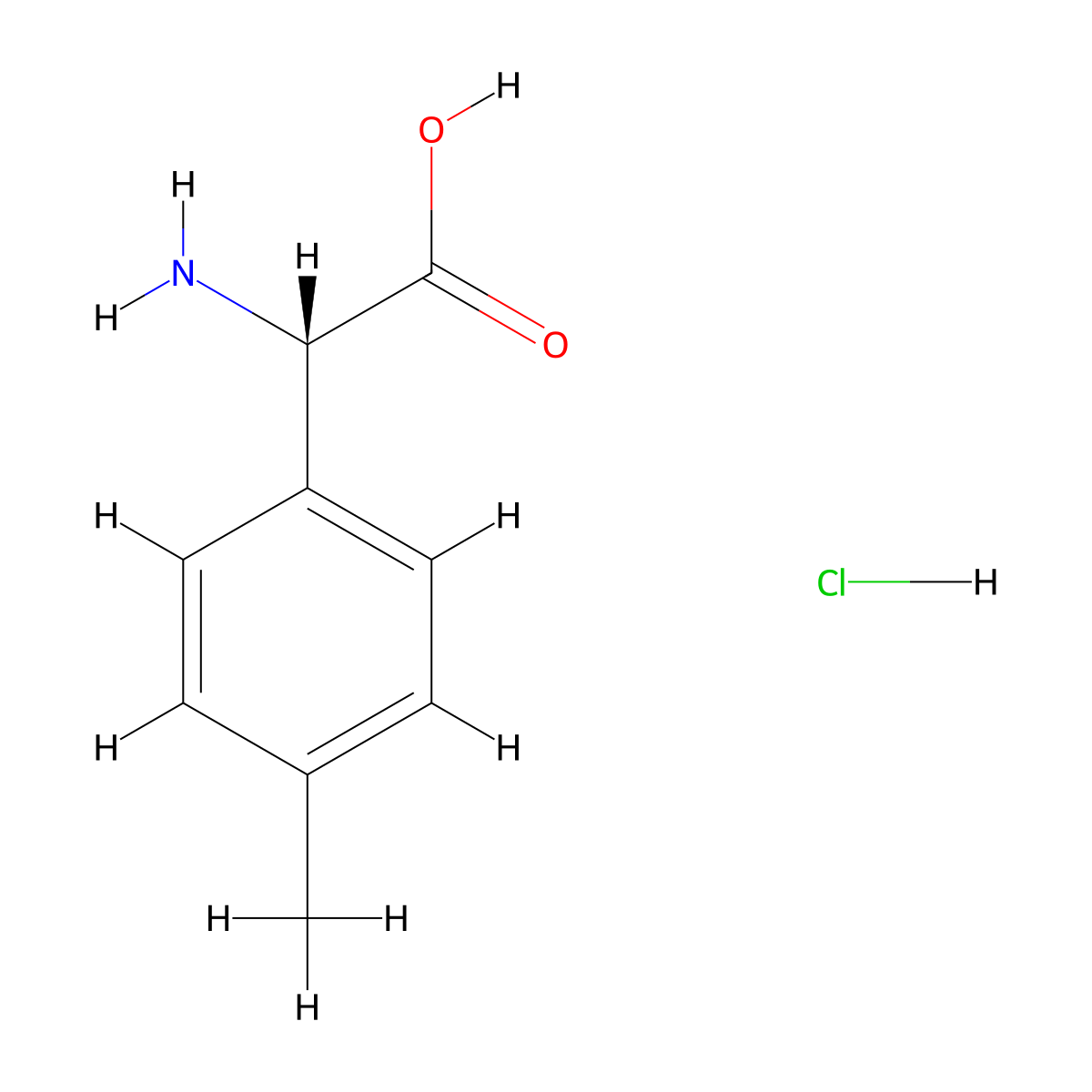 (S)-2-Amino-2-(p-tolyl)acetic acid hydrochloride molecular structure, CAS 1204705-08-7