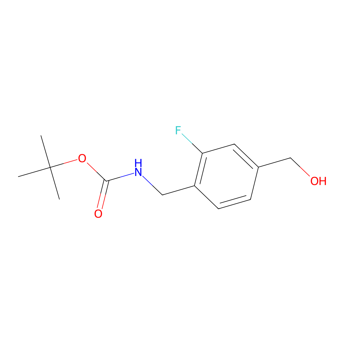 tert-butyl N-{[2-fluoro-4-(hydroxymethyl)phenyl]methyl}carbamate molecular structure, CAS 1204738-12-4