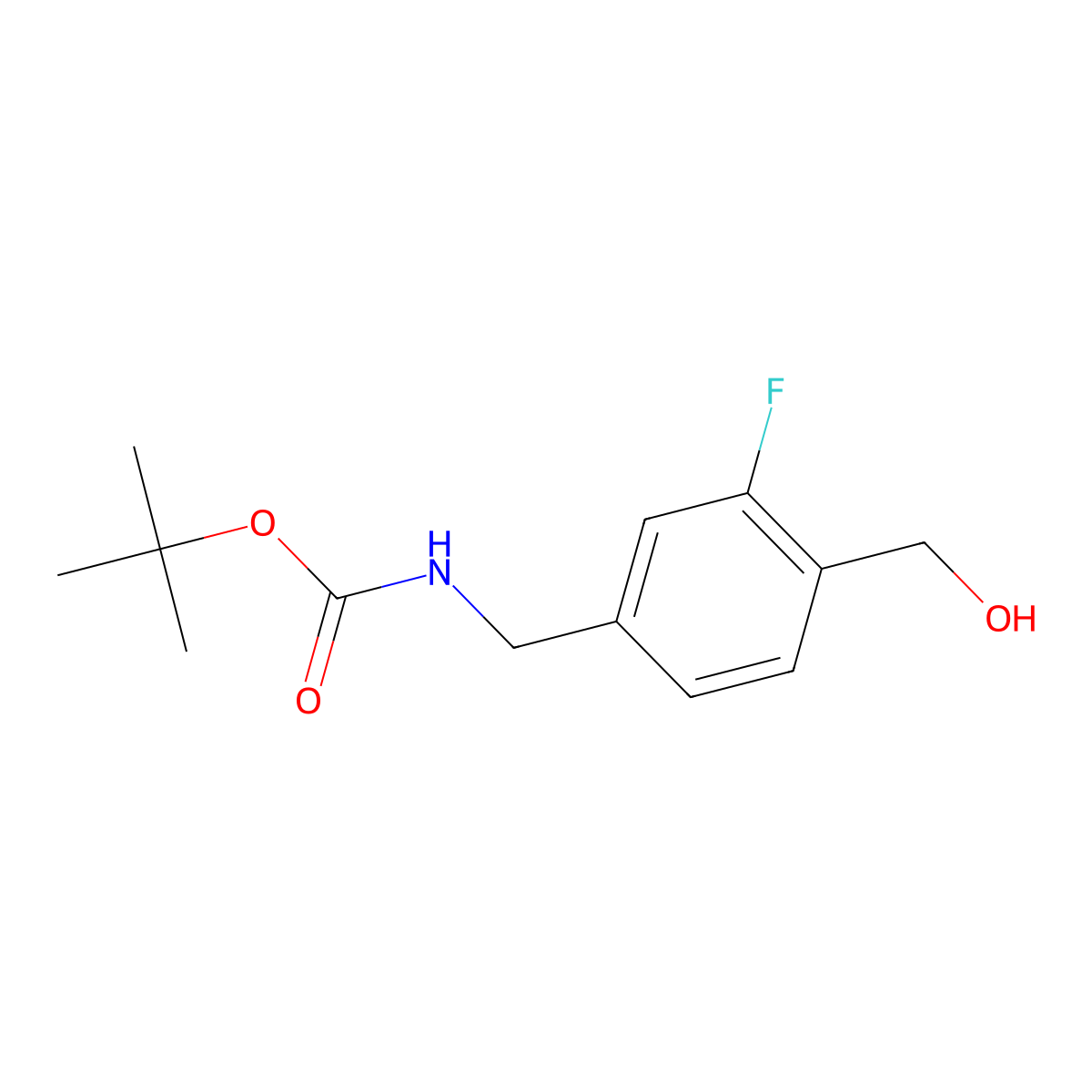 tert-butyl N-{[3-fluoro-4-(hydroxymethyl)phenyl]methyl}carbamate molecular structure, CAS 1204738-21-5