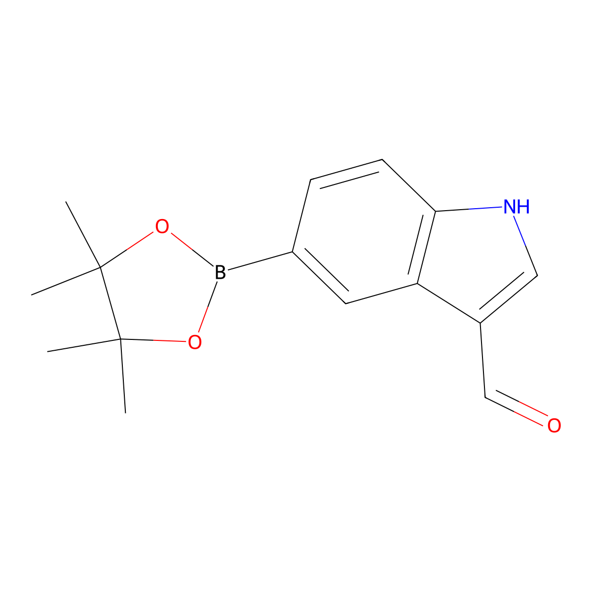 5-(4,4,5,5-Tetramethyl-1,3,2-dioxaborolan-2-YL)-1H-indole-3-carbaldehyde molecular structure, CAS 1204742-74-4