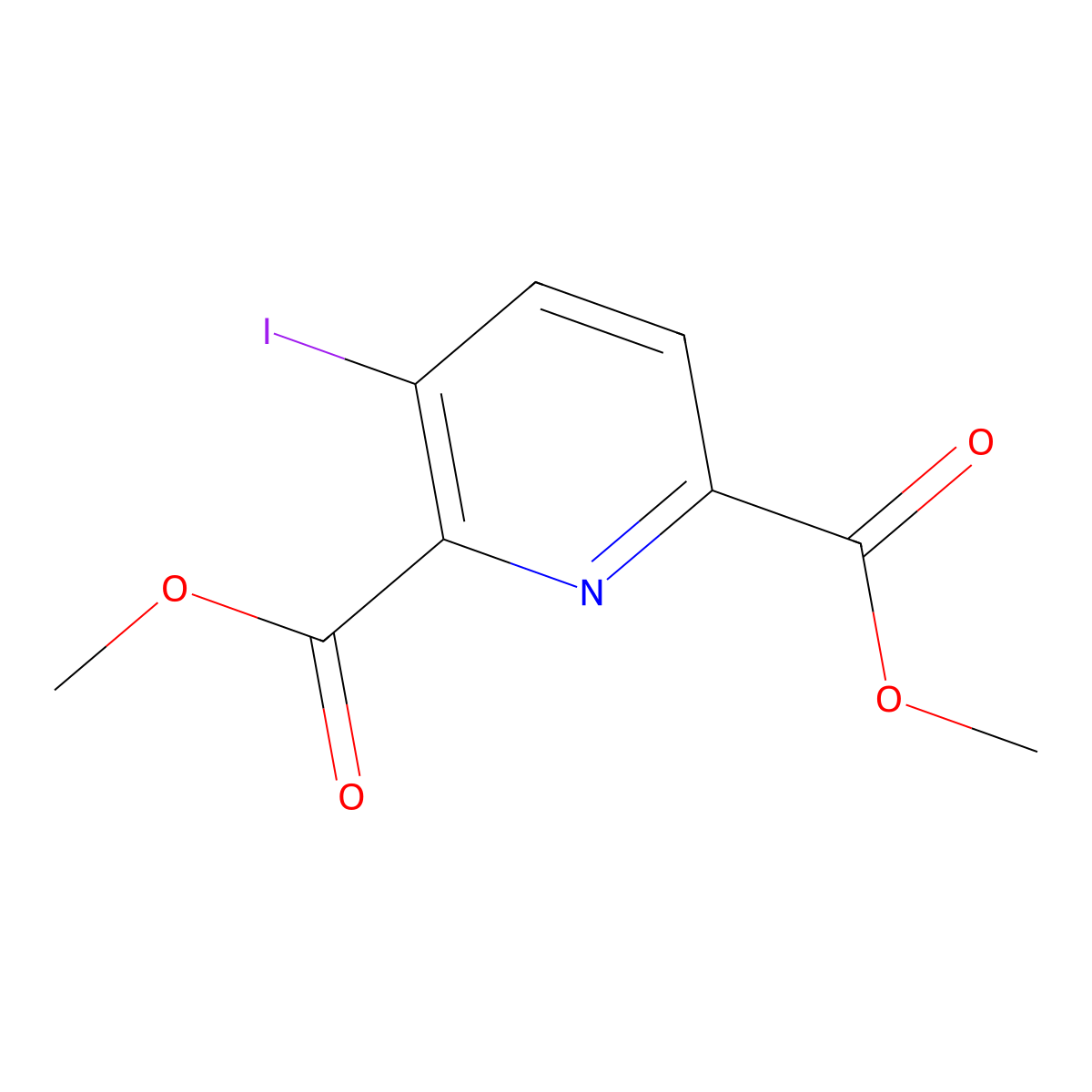 Dimethyl 3-iodopyridine-2,6-dicarboxylate molecular structure, CAS 1204752-49-7