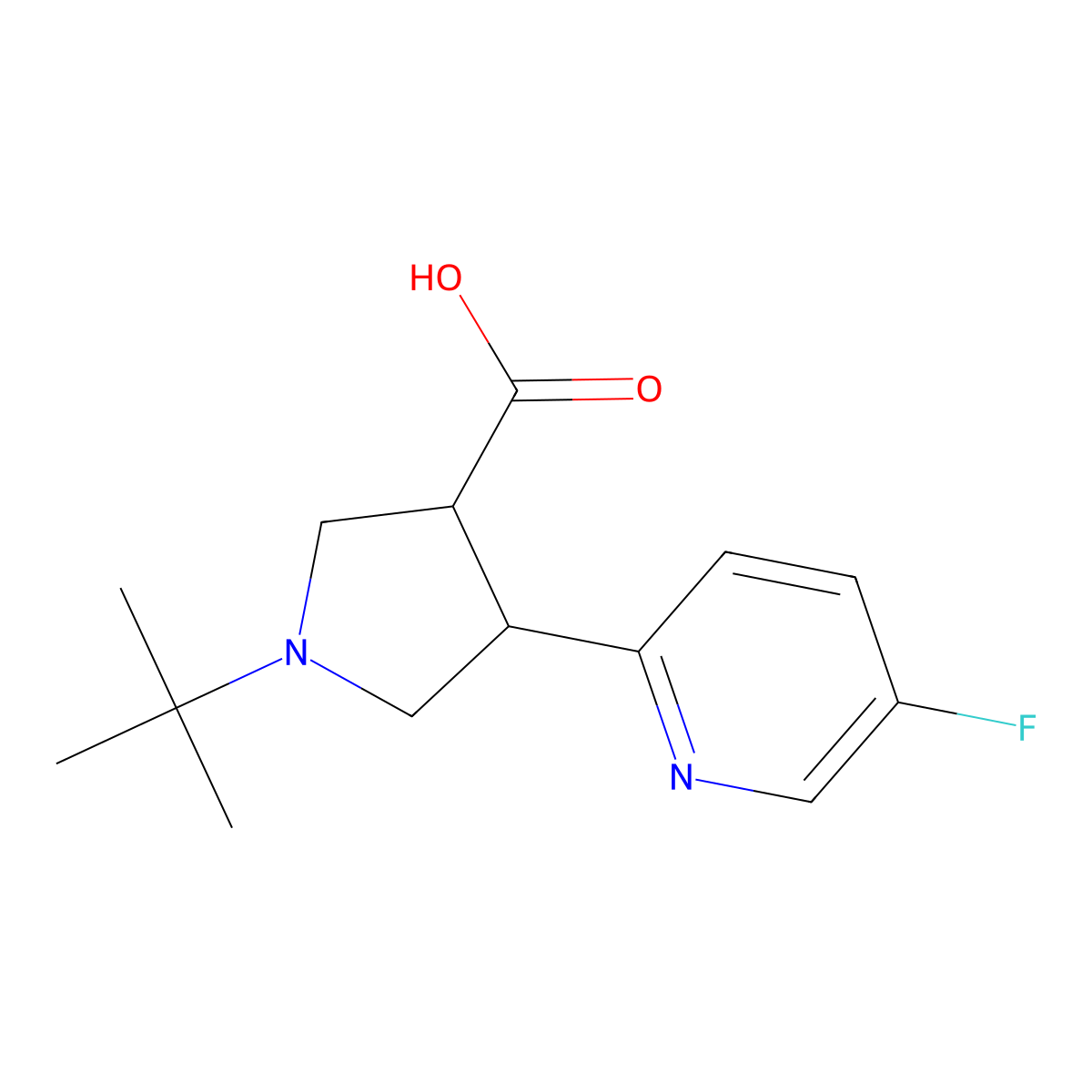 rac-(3R,4R)-1-tert-butyl-4-(5-fluoropyridin-2-yl)pyrrolidine-3-carboxylic acid molecular structure, CAS 1204756-66-0