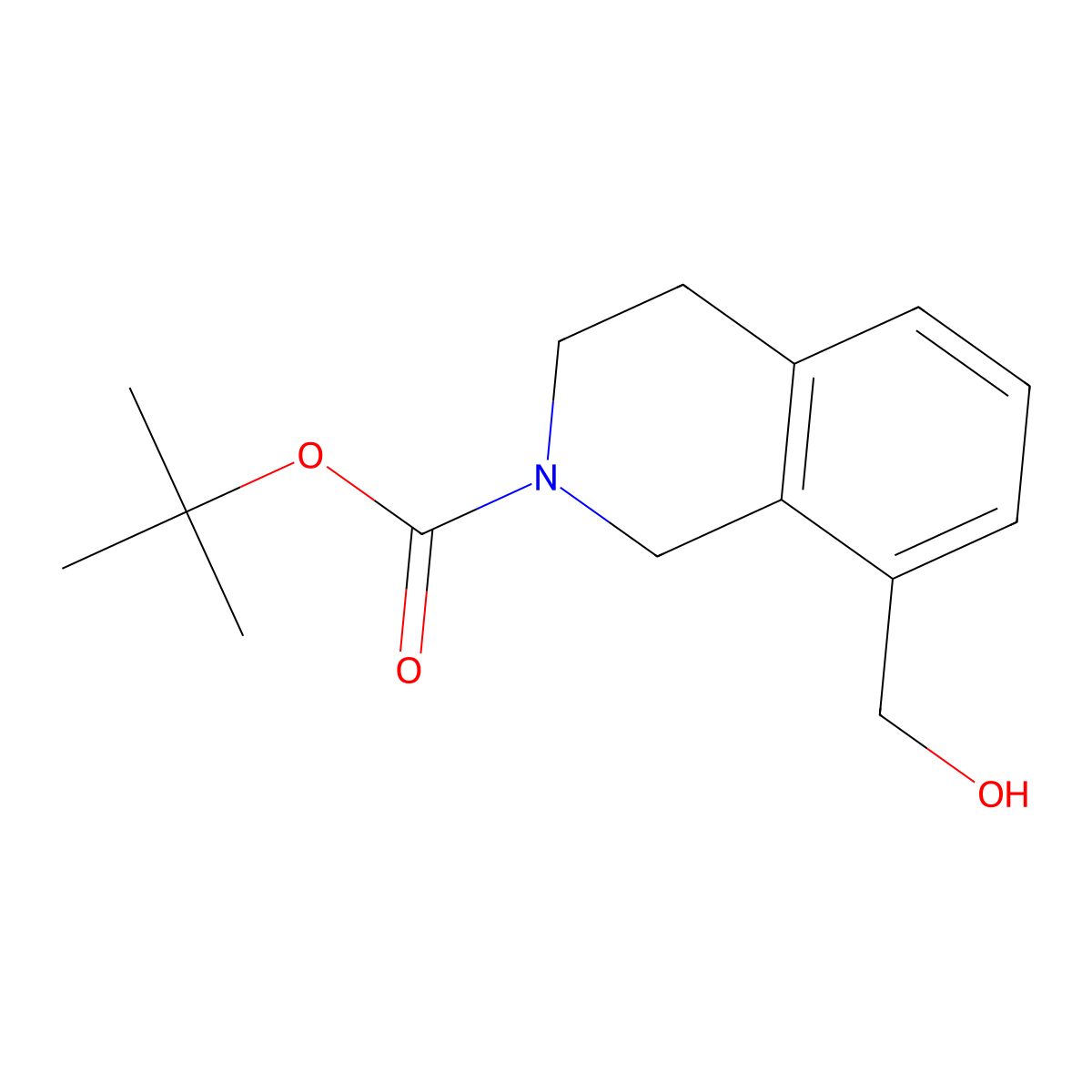 tert-butyl 8-(hydroxymethyl)-3,4-dihydroisoquinoline-2(1H)-carboxylate molecular structure, CAS 1204765-84-3