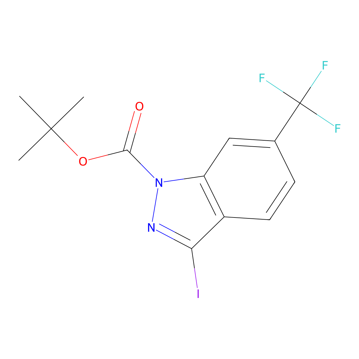 tert-butyl 3-iodo-6-(trifluoromethyl)-1H-indazole-1-carboxylate molecular structure, CAS 1204772-93-9