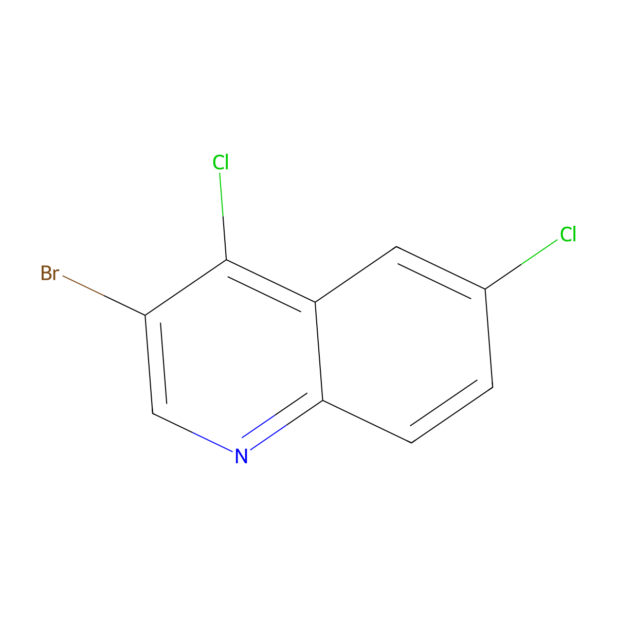3-Bromo-4,6-dichloroquinoline molecular structure, CAS 1204810-05-8