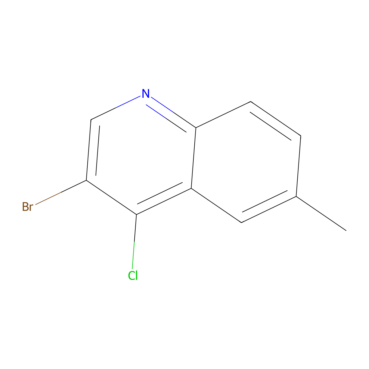 3-Bromo-4-chloro-6-methylquinoline molecular structure, CAS 1204810-41-2