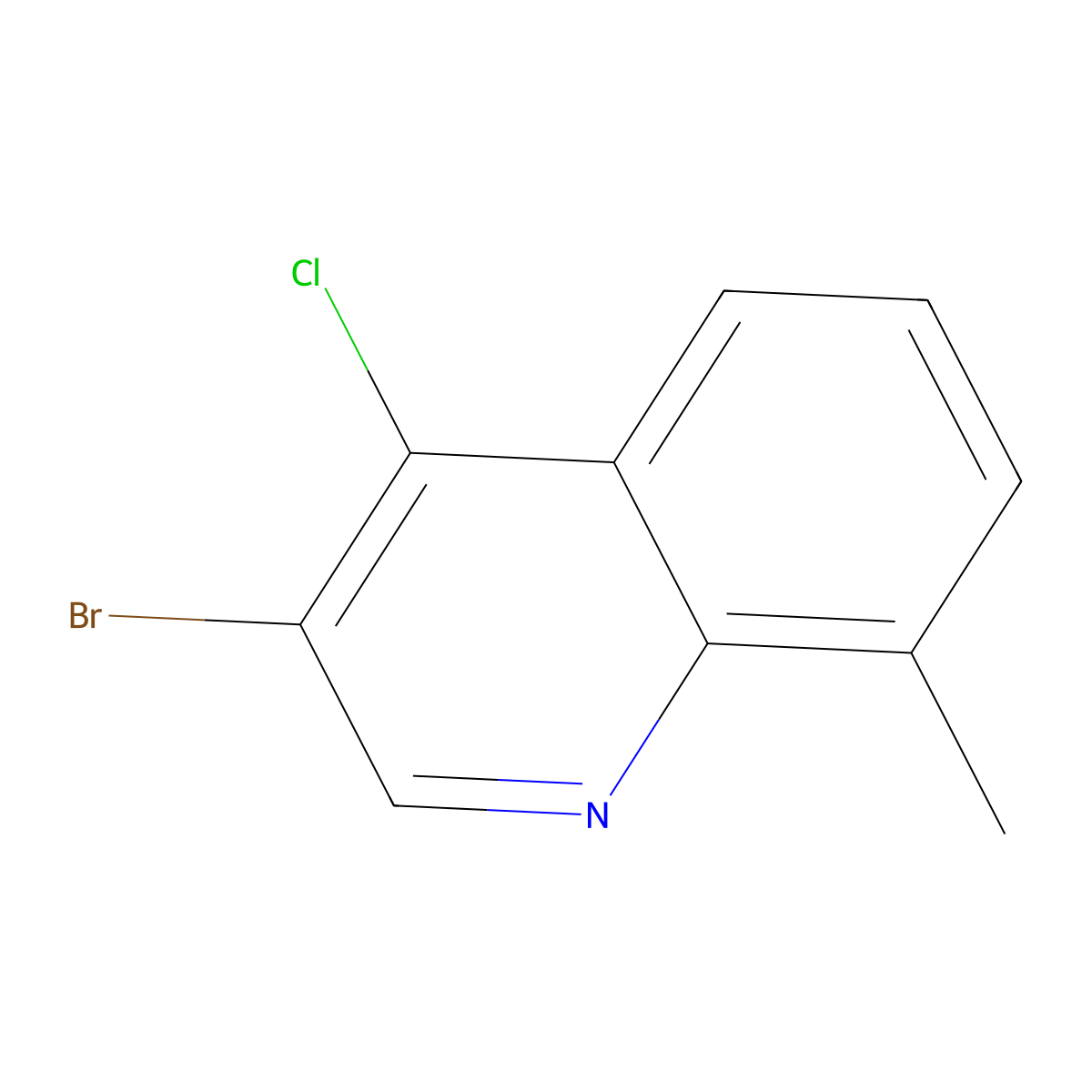 3-Bromo-4-chloro-8-methylquinoline molecular structure, CAS 1204810-49-0