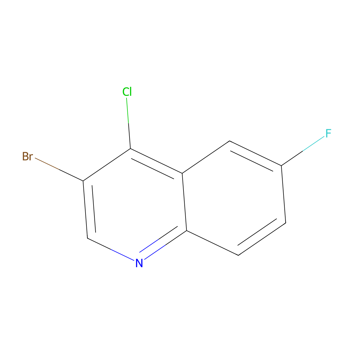 3-Bromo-4-chloro-6-fluoroquinoline molecular structure, CAS 1204810-93-4