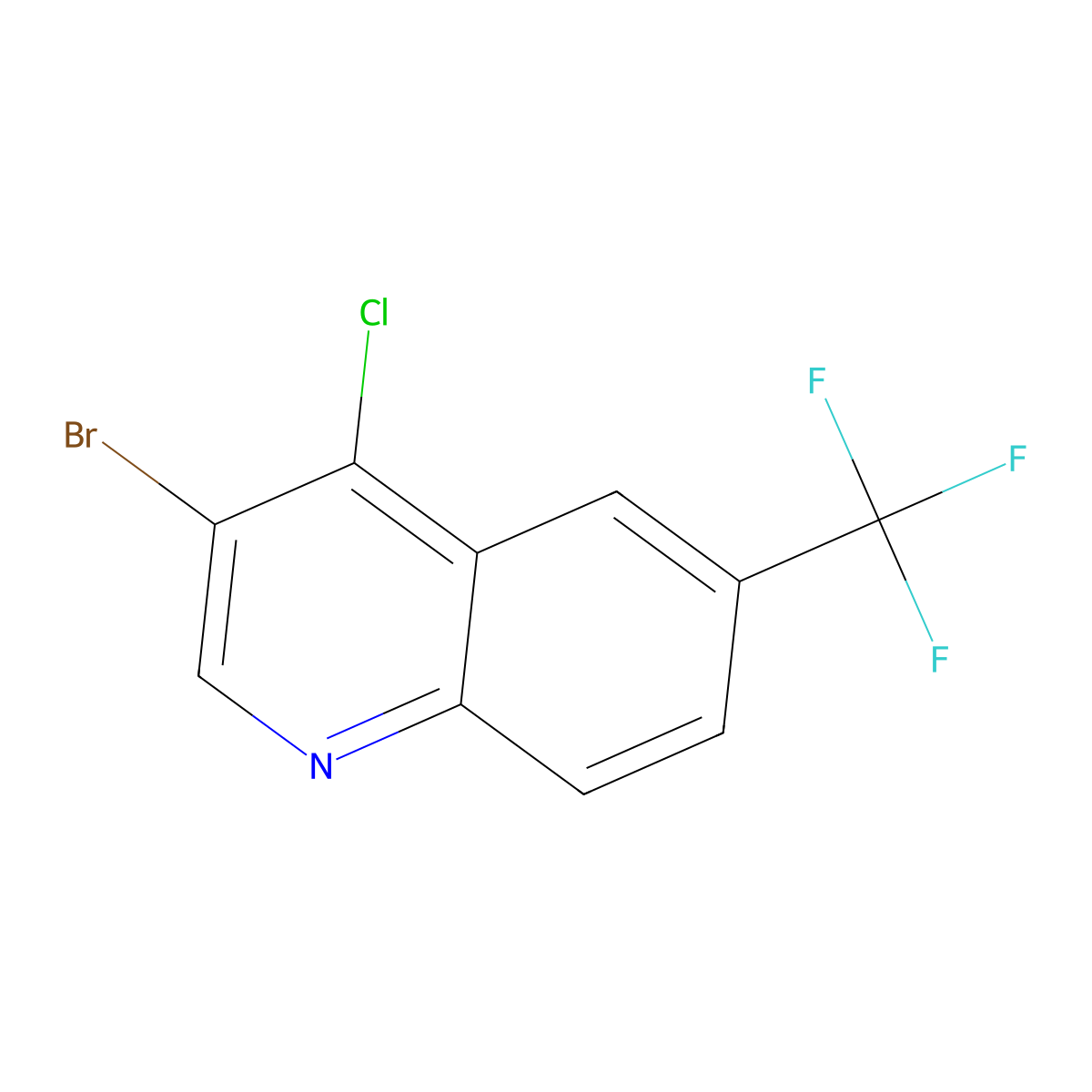 3-Bromo-4-chloro-6-(trifluoromethyl)quinoline molecular structure, CAS 1204810-99-0