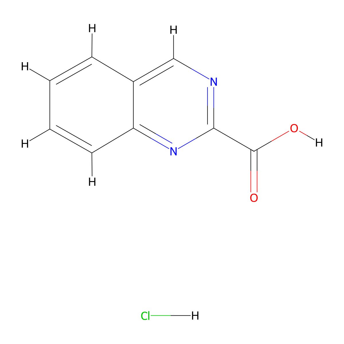 Quinazoline-2-carboxylic acid hydrochloride molecular structure, CAS 1204811-24-4