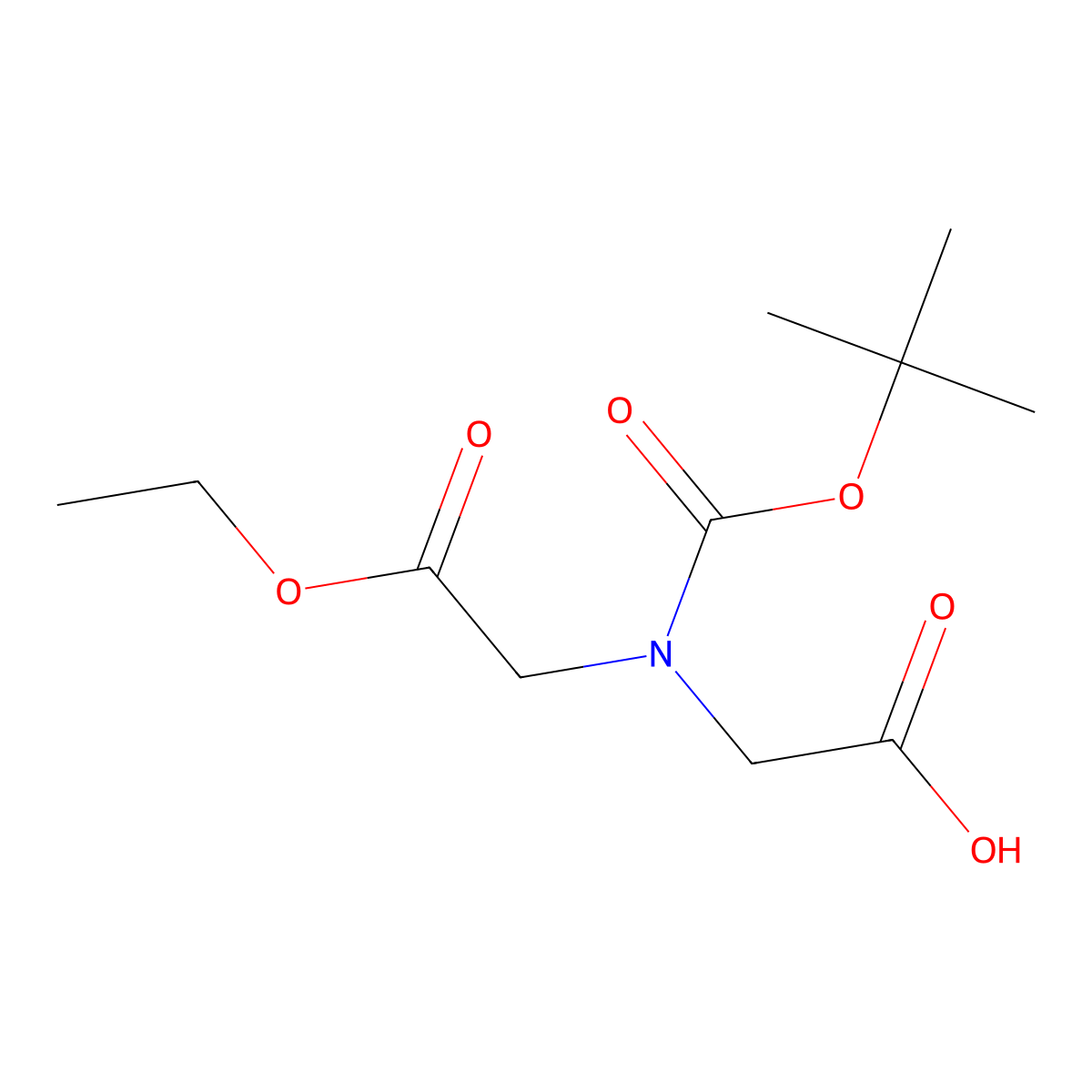 2-[(2-Ethoxy-2-oxoethyl)-[(2-methylpropan-2-yl)oxycarbonyl]amino]acetic acid molecular structure, CAS 1204812-91-8