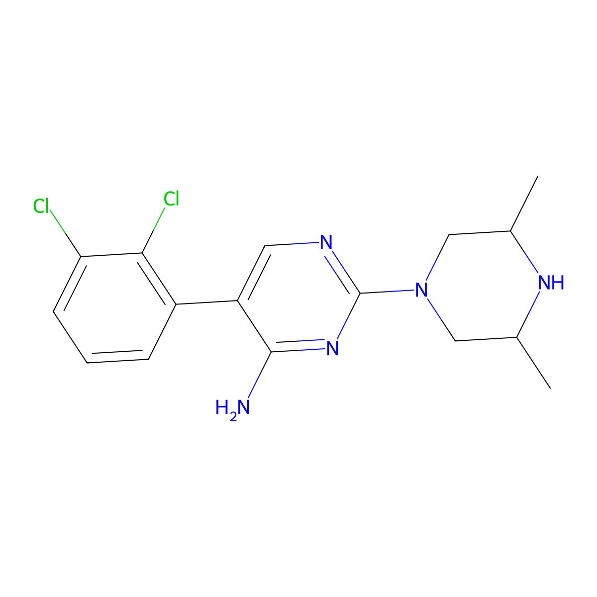 4-Pyrimidinamine, 5-(2,3-dichlorophenyl)-2-(3,5-dimethyl-1-piperazinyl)- molecular structure, CAS 1204833-65-7