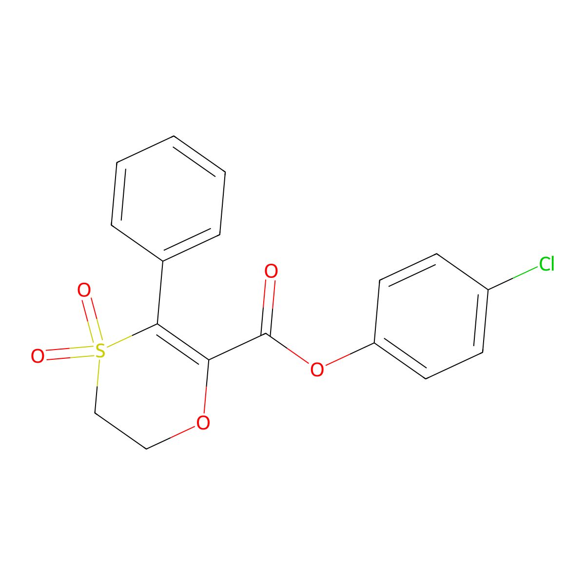 4-Chlorophenyl 3-phenyl-5,6-dihydro-1,4-oxathiine-2-carboxylate 4,4-dioxide molecular structure, CAS 1204898-14-5