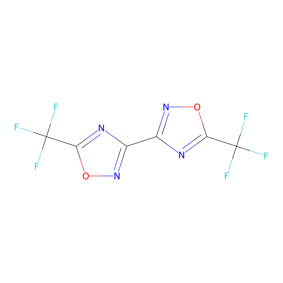 5-(Trifluoromethyl)-3-[5-(trifluoromethyl)-1,2,4-oxadiazol-3-yl]-1,2,4-oxadiazole molecular structure, CAS 120493-21-2