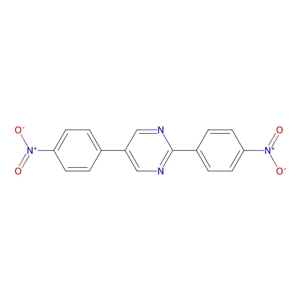 Pyrimidine, 2,5-bis(4-nitrophenyl)- molecular structure, CAS 120493-32-5