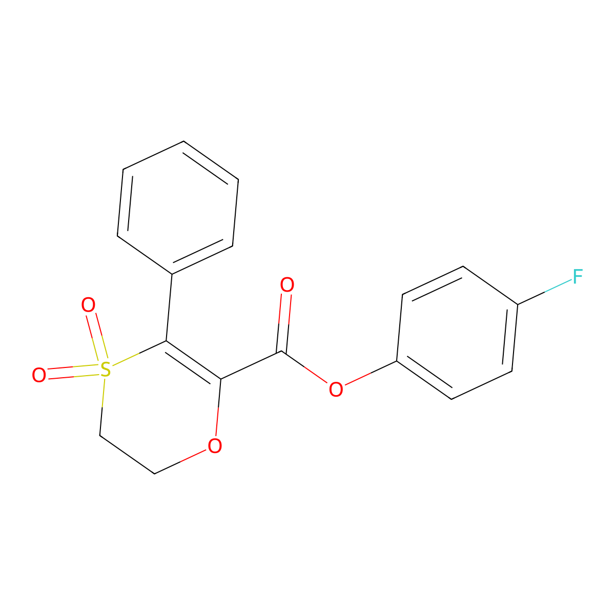 4-Fluorophenyl 3-phenyl-5,6-dihydro-1,4-oxathiine-2-carboxylate 4,4-dioxide molecular structure, CAS 1204944-12-6
