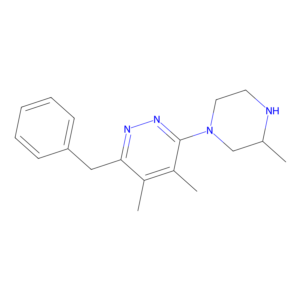 (R)-3-Benzyl-4,5-dimethyl-6-(3-methylpiperazin-1-yl)pyridazine molecular structure, CAS 1204978-10-8