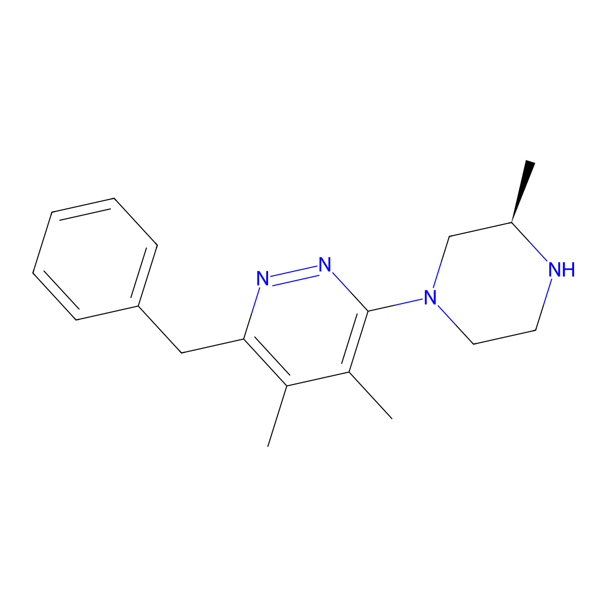 (R)-3-Benzyl-4,5-dimethyl-6-(3-methylpiperazin-1-yl)pyridazine molecular structure, CAS 1204978-10-8