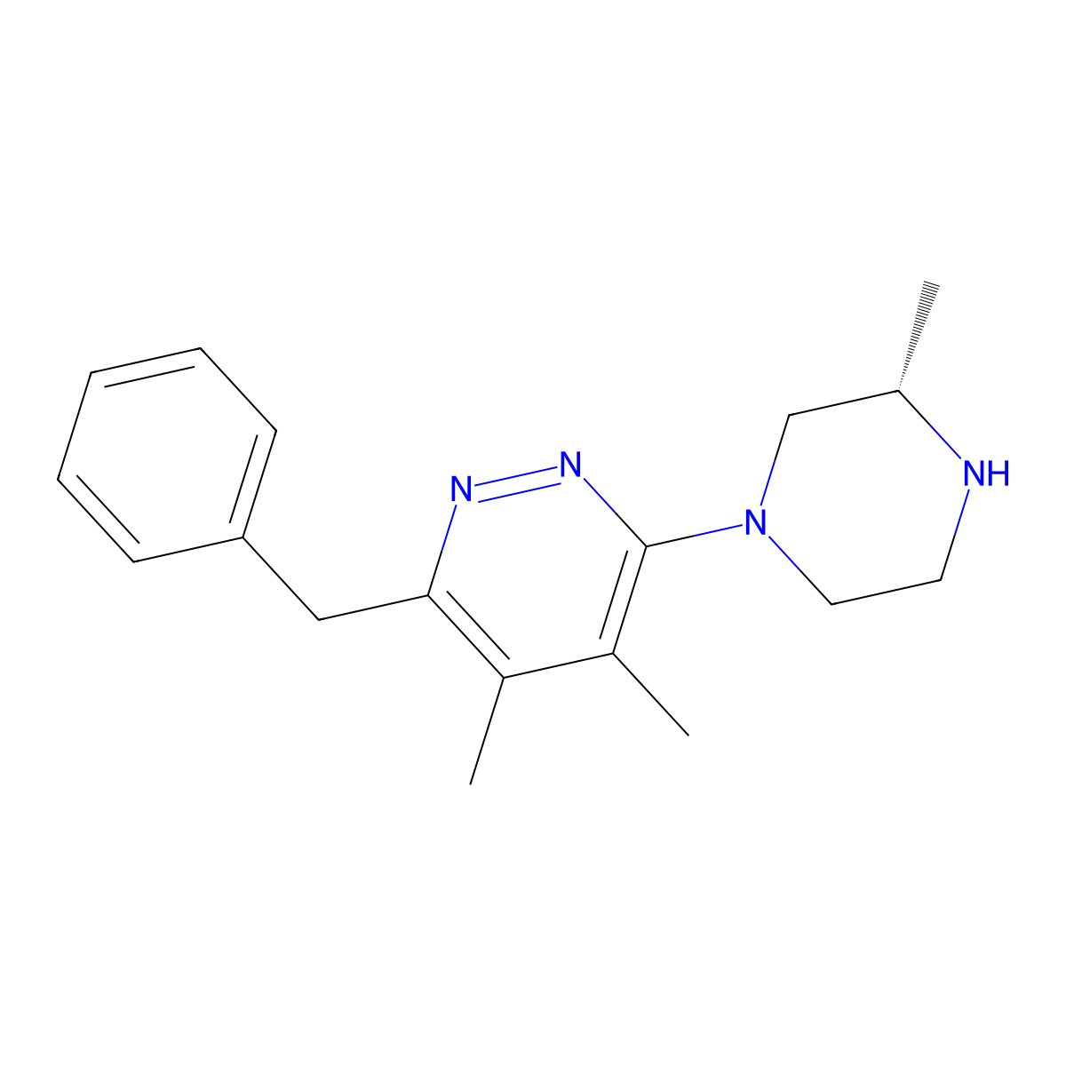 (S)-3-Benzyl-4,5-dimethyl-6-(3-methylpiperazin-1-yl)pyridazine molecular structure, CAS 1204978-26-6
