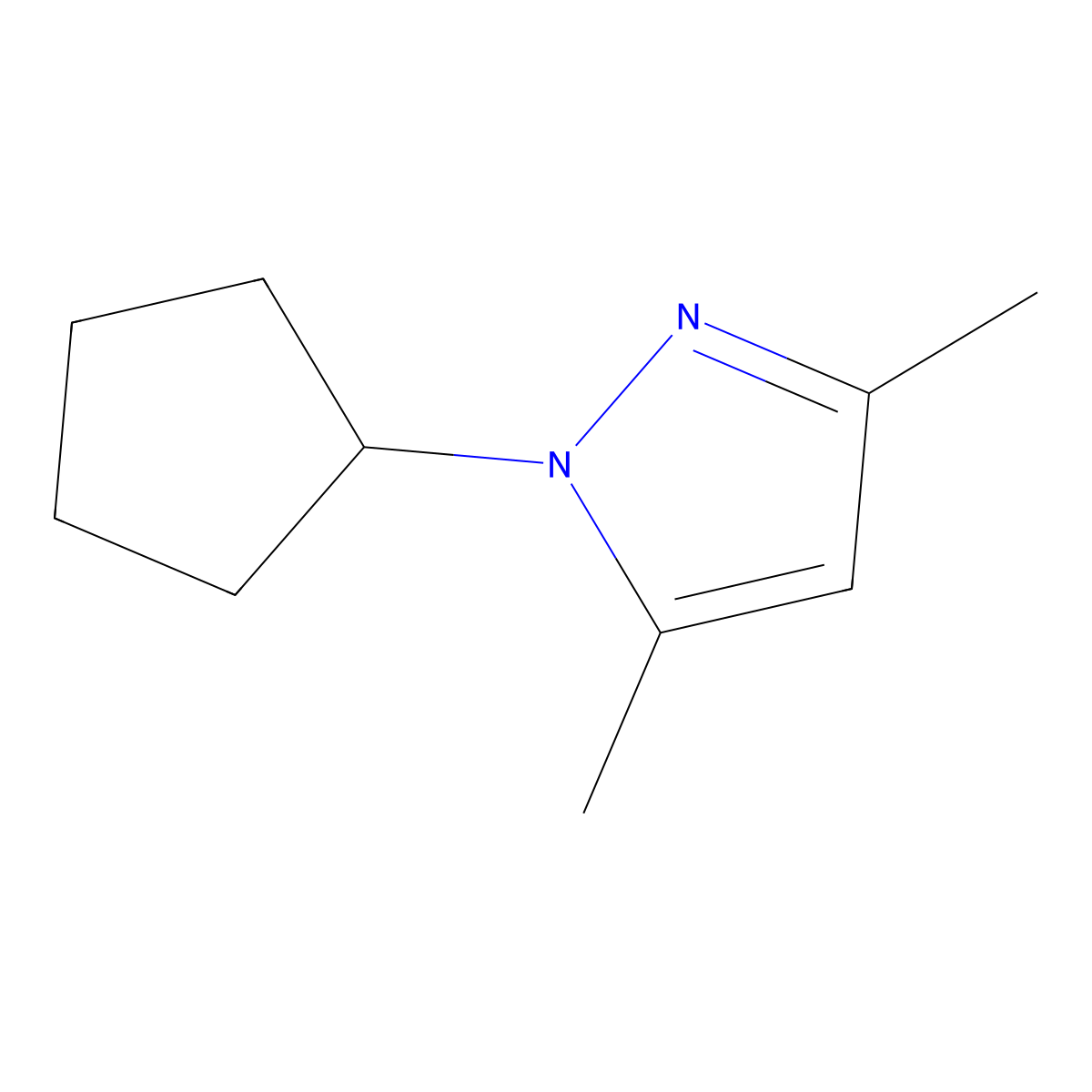 1-Cyclopentyl-3,5-dimethyl-1H-pyrazole molecular structure, CAS 1204995-19-6