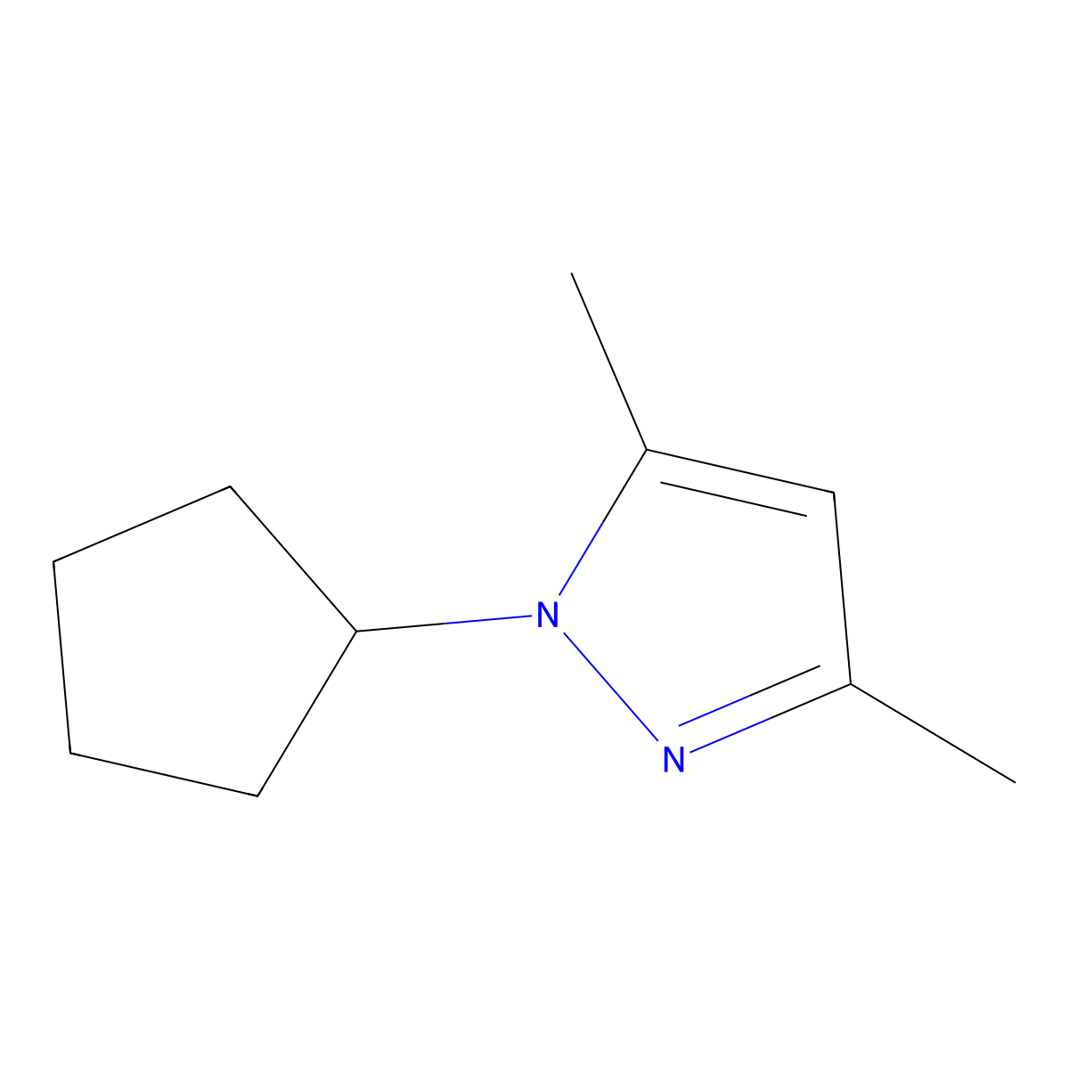 1-Cyclopentyl-3,5-dimethyl-1H-pyrazole molecular structure, CAS 1204995-19-6