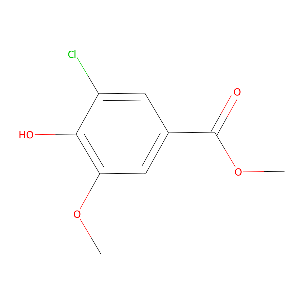 Methyl 3-chloro-4-hydroxy-5-methoxybenzoate molecular structure, CAS 1205-50-1