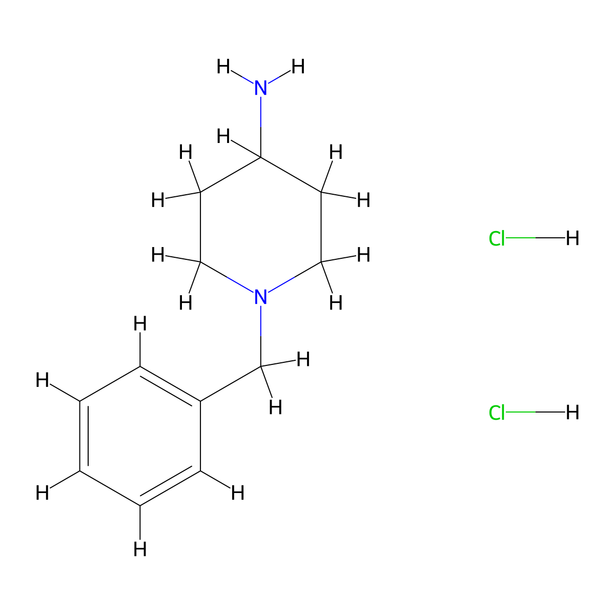 1-Benzylpiperidin-4-amine dihydrochloride molecular structure, CAS 1205-72-7