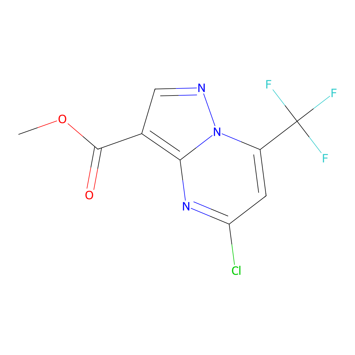 Methyl 5-chloro-7-(trifluoromethyl)pyrazolo[1,5-a]pyrimidine-3-carboxylate molecular structure, CAS 120503-12-0