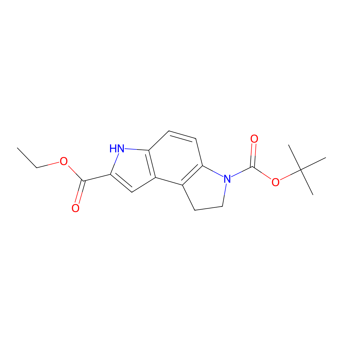 6-tert-Butyl 2-ethyl 7,8-dihydropyrrolo[3,2-e]indole-2,6(3H)-dicarboxylate molecular structure, CAS 120506-48-1