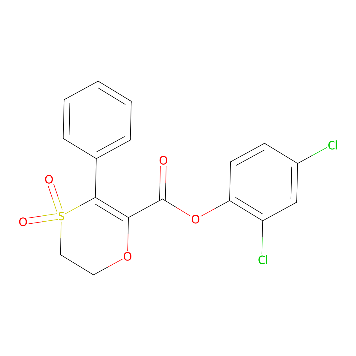 2,4-Dichlorophenyl 3-phenyl-5,6-dihydro-1,4-oxathiine-2-carboxylate 4,4-dioxide molecular structure, CAS 1205071-20-0