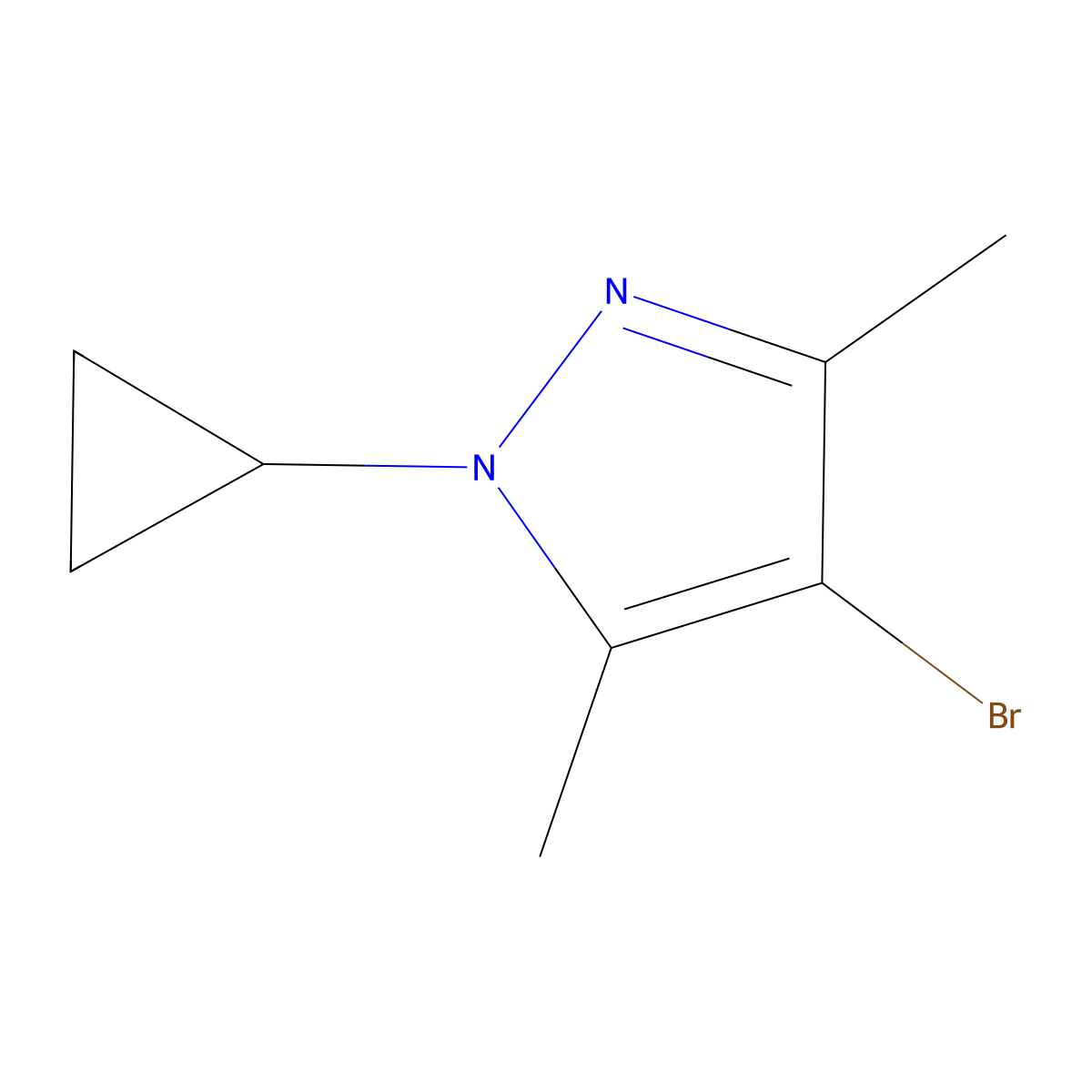 4-Bromo-1-cyclopropyl-3,5-dimethyl-1H-pyrazole molecular structure, CAS 1205077-36-6