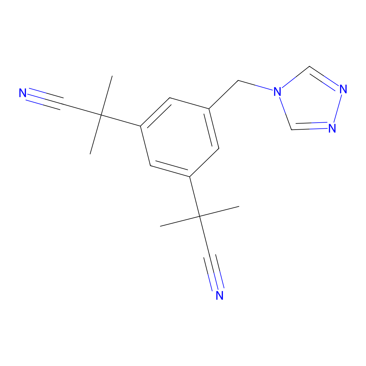 2-(3-(1-cyano-1-methylethyl)-5-((4H-1,2,4-triazol-4-yl)methyl)phenyl)-2-methylpropanenitrile molecular structure, CAS 120511-92-4