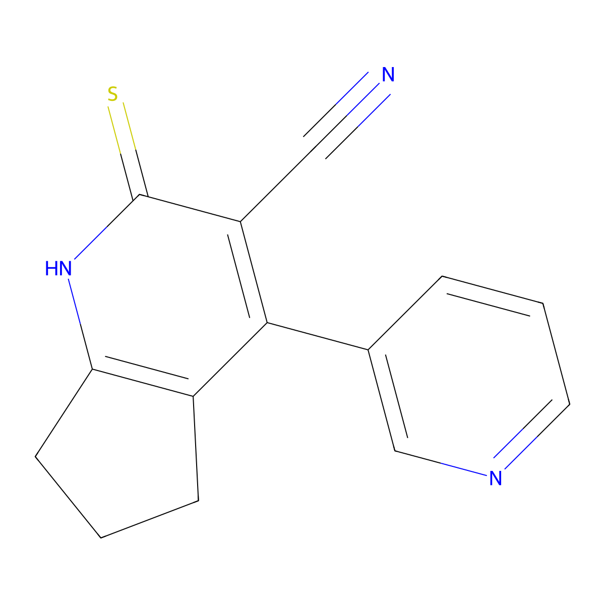 2-mercapto-4-pyridin-3-yl-6,7-dihydro-5H-cyclopenta[b]pyridine-3-carbonitrile molecular structure, CAS 120517-51-3