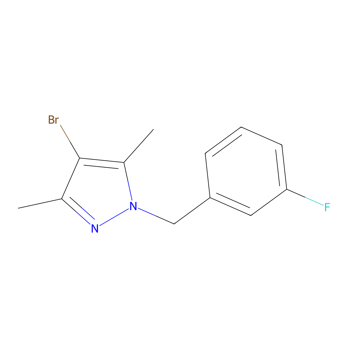 4-Bromo-1-(3-fluorobenzyl)-3,5-dimethyl-1H-pyrazole molecular structure, CAS 1205195-03-4