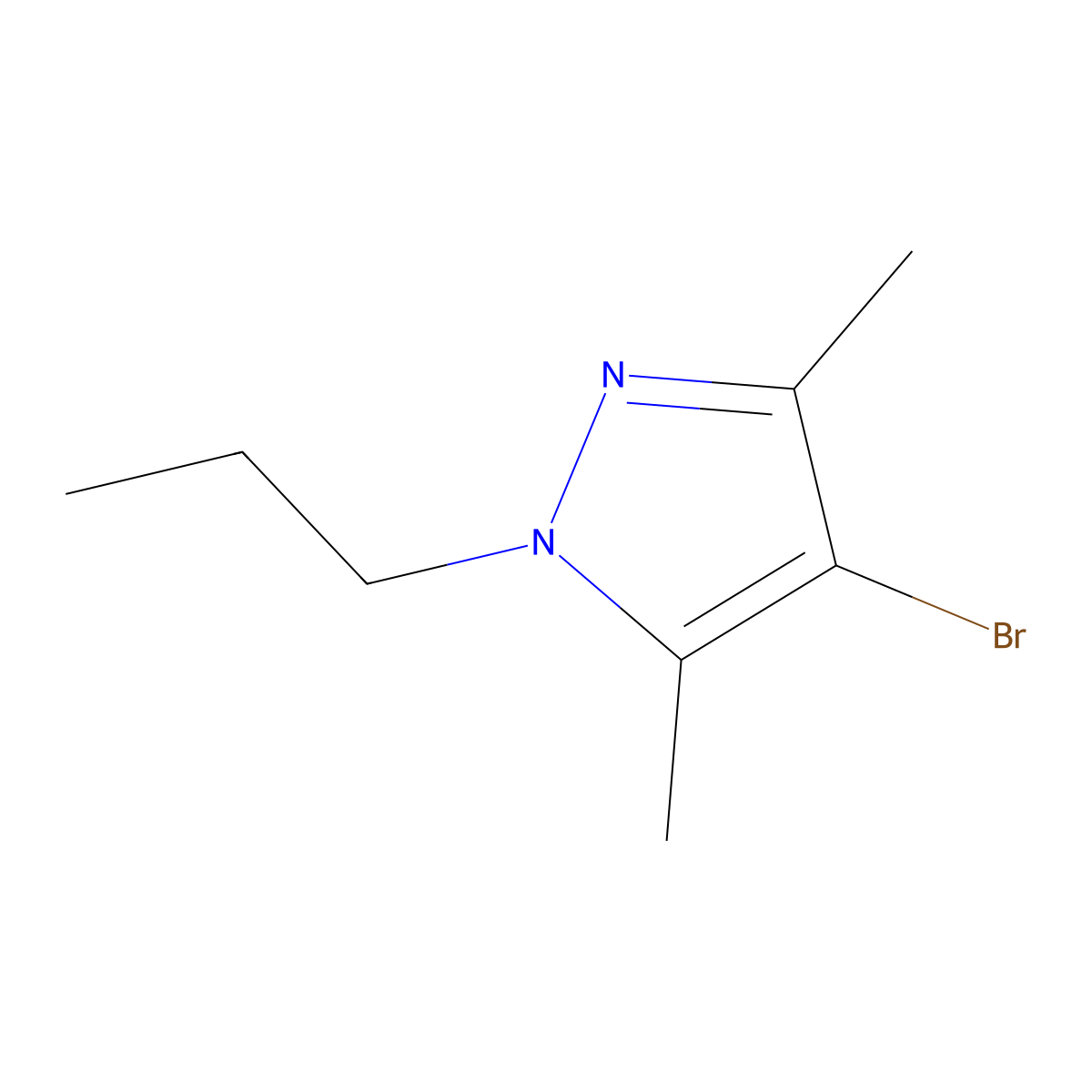 4-bromo-3,5-dimethyl-1-propyl-1H-pyrazole molecular structure, CAS 1205195-05-6