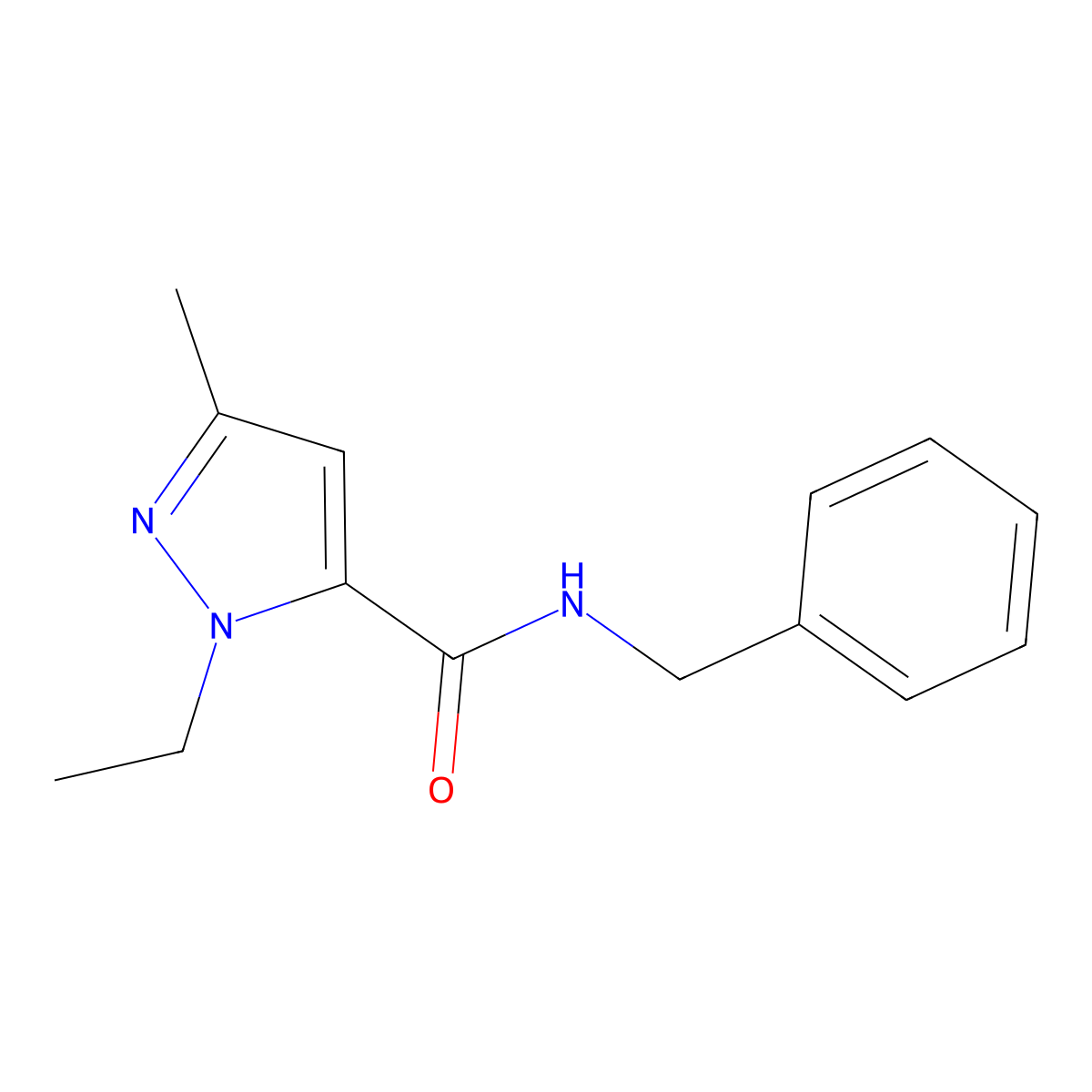 N-benzyl-1-ethyl-3-methyl-1H-pyrazole-5-carboxamide molecular structure, CAS 1205206-38-7