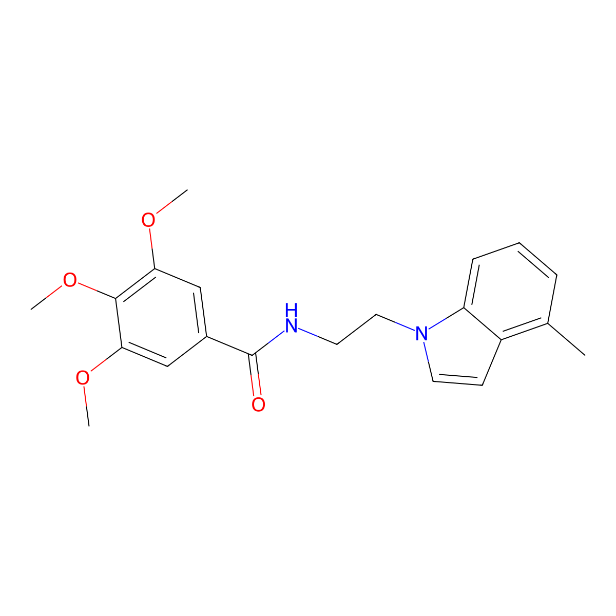 3,4,5-trimethoxy-N-[2-(4-methyl-1H-indol-1-yl)ethyl]benzamide molecular structure, CAS 1205212-66-3