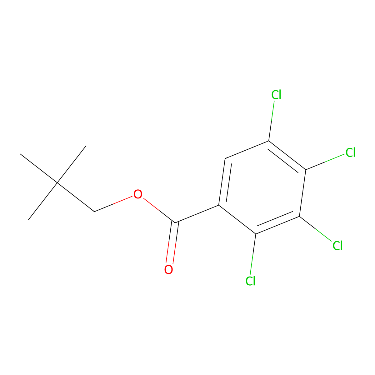 2,2-Dimethylpropyl 2,3,4,5-tetrachlorobenzoate molecular structure, CAS 120530-38-3