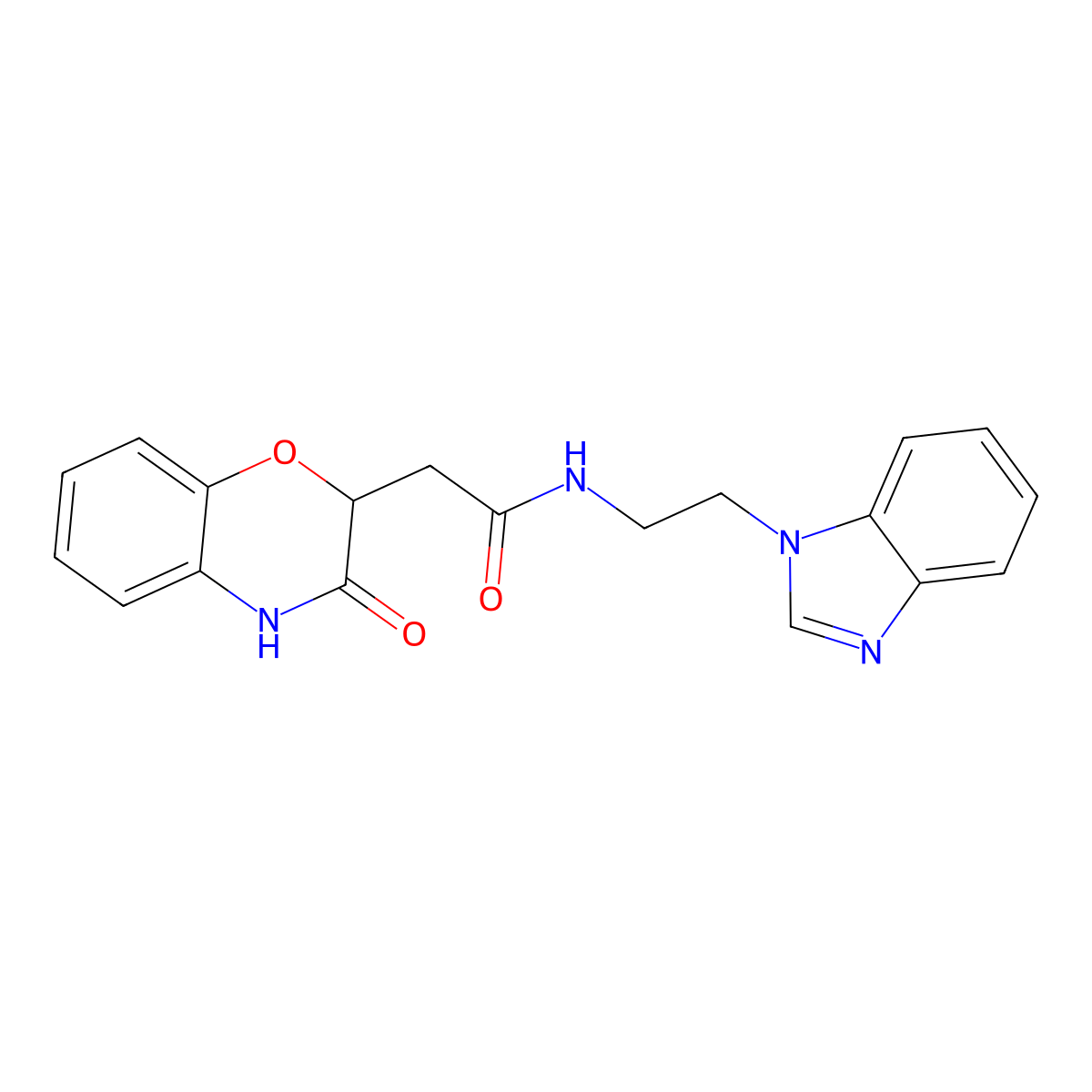 N-[2-(1H-benzimidazol-1-yl)ethyl]-2-(3-hydroxy-2H-1,4-benzoxazin-2-yl)acetamide molecular structure, CAS 1205331-19-6