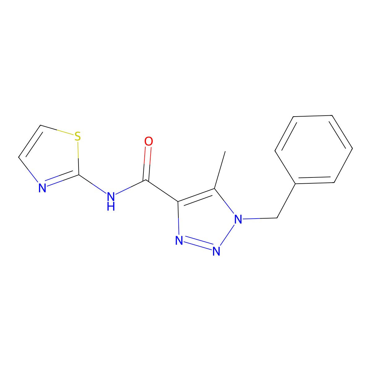 1-benzyl-5-methyl-N-(1,3-thiazol-2-yl)-1H-1,2,3-triazole-4-carboxamide molecular structure, CAS 1205370-38-2