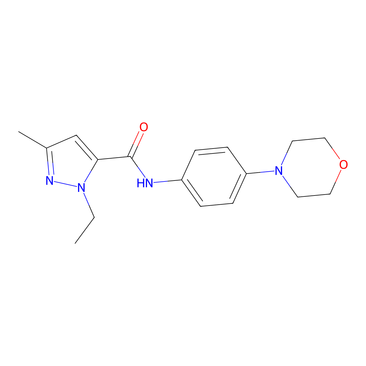 1-ethyl-3-methyl-N-(4-morpholinophenyl)-1H-pyrazole-5-carboxamide molecular structure, CAS 1205451-80-4