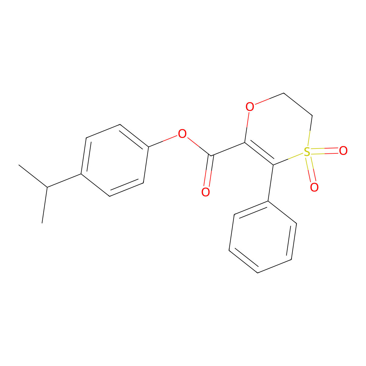 4-(Propan-2-yl)phenyl 3-phenyl-5,6-dihydro-1,4-oxathiine-2-carboxylate 4,4-dioxide molecular structure, CAS 1205498-69-6