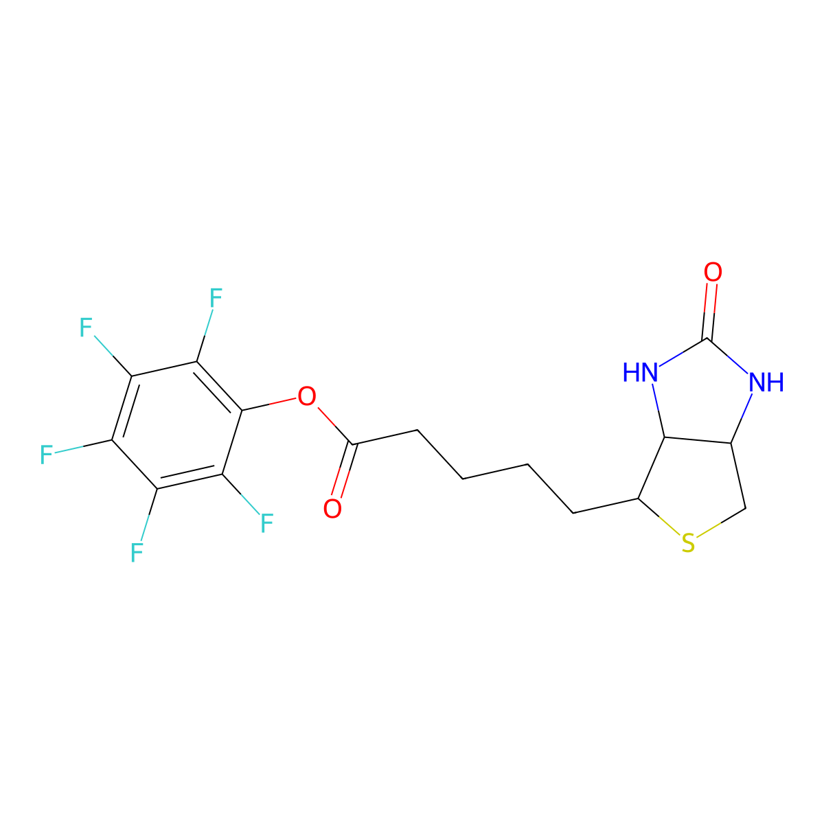 Pentafluorophenyl 5-((3aS,4S,6aR)-2-oxohexahydro-1H-thieno(3,4-d)imidazol-4-yl)pentanoate molecular structure, CAS 120550-35-8
