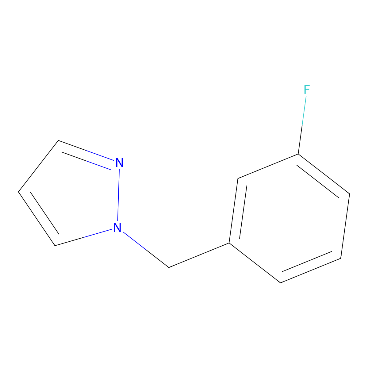 1-[(3-fluorophenyl)methyl]-1H-pyrazole molecular structure, CAS 1205505-91-4